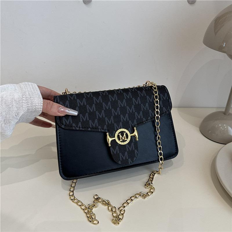 Mode Bedruckte Schultertasche Damen Trend Kette Vielseitige Klappe Lässig Textur Retro Messenger Bag