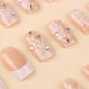 24-Piece Minimalist White French Flower Glitter Press-On Nails with 3D Rhinestones