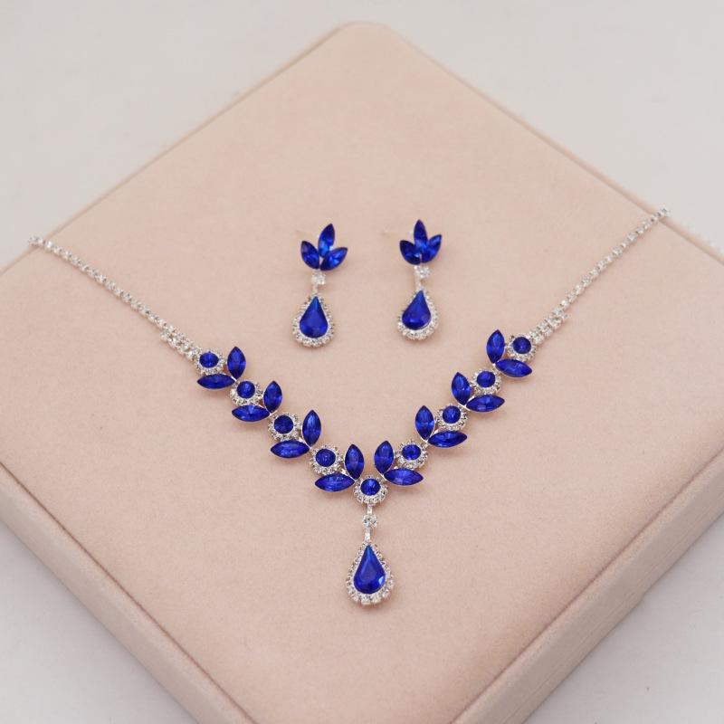 Crystal Purple Rhinestone Necklace & Earring Set: Elegant Evening & Bridal Accessories