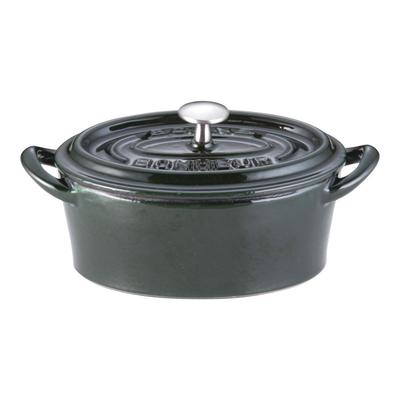 Ishigaki Sangyo Bon Bonet Oválný Majolika Litina ABVB901 Hrnec, 11cm, Zelená, Železo, Čína,