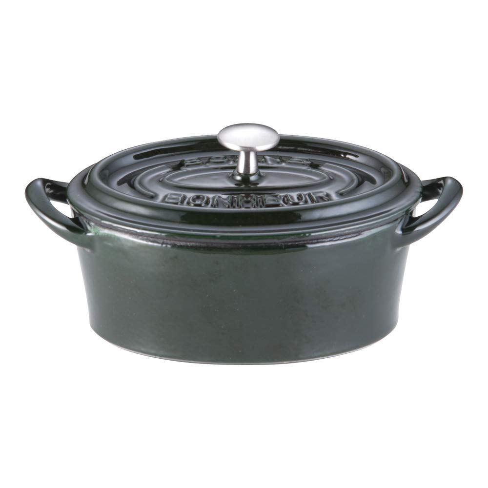 

Ishigaki Sangyo Bon Bonnet Oval Majolica Cast ABVB901 Cocotte, 11cm, Green, Iron, China, зелёный