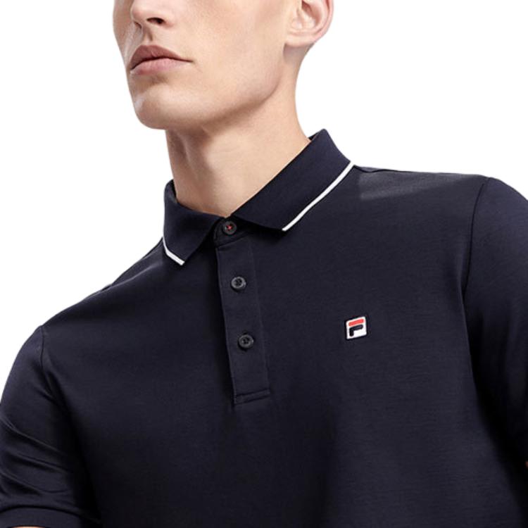 Fila Logo Embroidered Short Sleeve Polo Shirt Men Polo Shirts Legendary-Blue F11M321106FNV