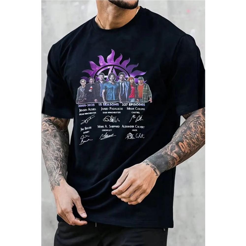 2026 Summer Hot Sale Supernatural Graphic Print T Shirt Men Women Hip Hop Streetwear T-shirt Y2K Gothic Cotton Oversized T-shirts