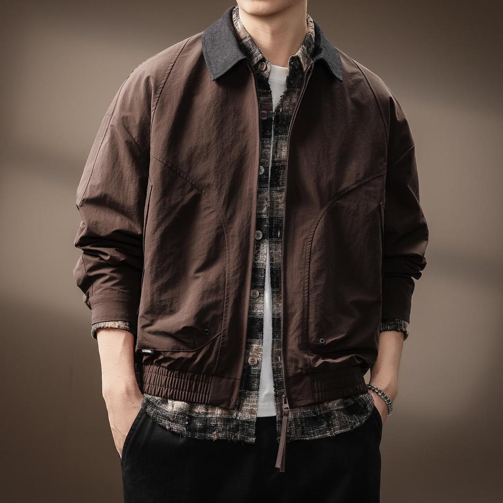 Herren Trendy Amerikanischer Scheunenstil Patchwork Reversjacke - Herbst Locker Lässige Oberbekleidung