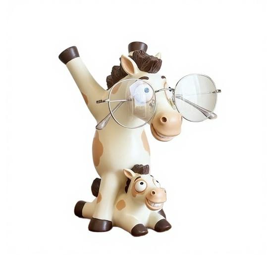 

Cute Horse Glasses Holder Resin Animal Eyeglass Display Stand Novelty Horse Desk Ornament for Home Office Nightstand Table Decor A