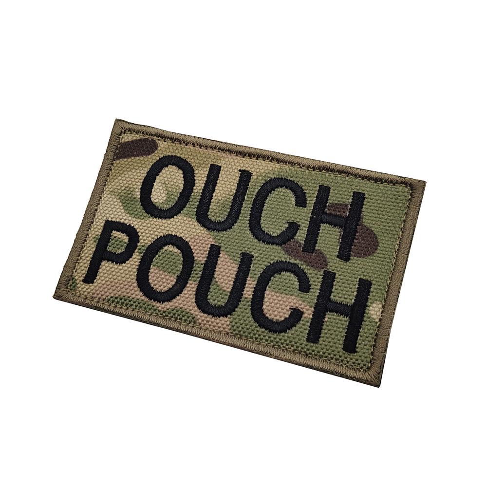 

In Stock English Letter Embroidery OUCH POUCH Velcro Patch Badge