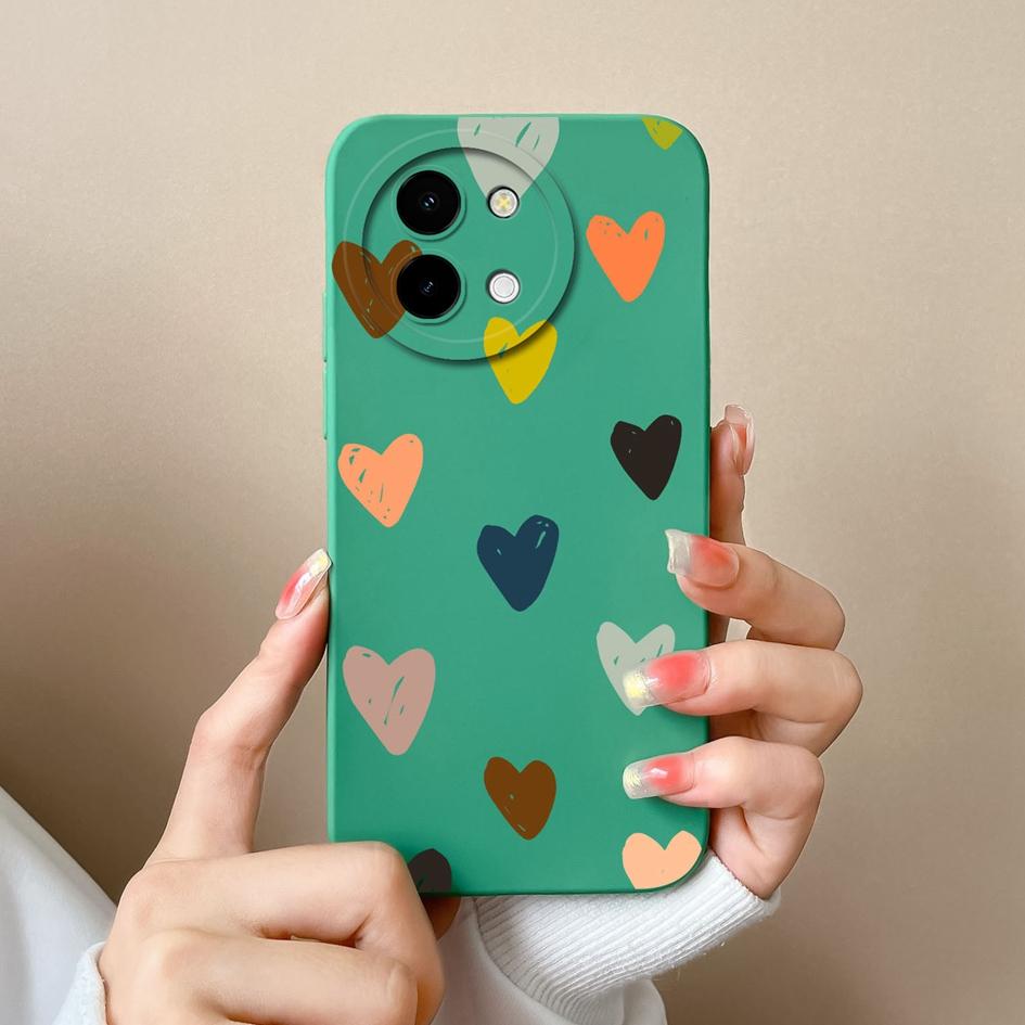 Cover Morbida in Silicone Per Vivo Y38 Y03 Y200i T3x Y28 4G 5G Custodia per Telefono Alta Qualità Lusso Cuore Amore Capa Protezione Schermo Bumper Carini Per Vivo Shell