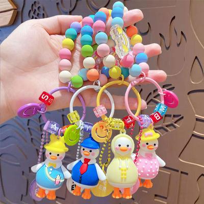 Cartoon Cute Duck Beaded Bracelet Keychain Couple Car Bag Key Chain Pendant Creative Gift