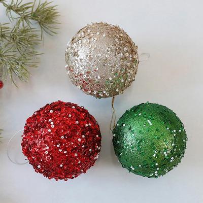 Christmas Ball Ornaments Set Shatter-proof Foam Ball Ornaments Shimmering Glitter Sequin Christmas Ball Ornaments for Xmas Tree