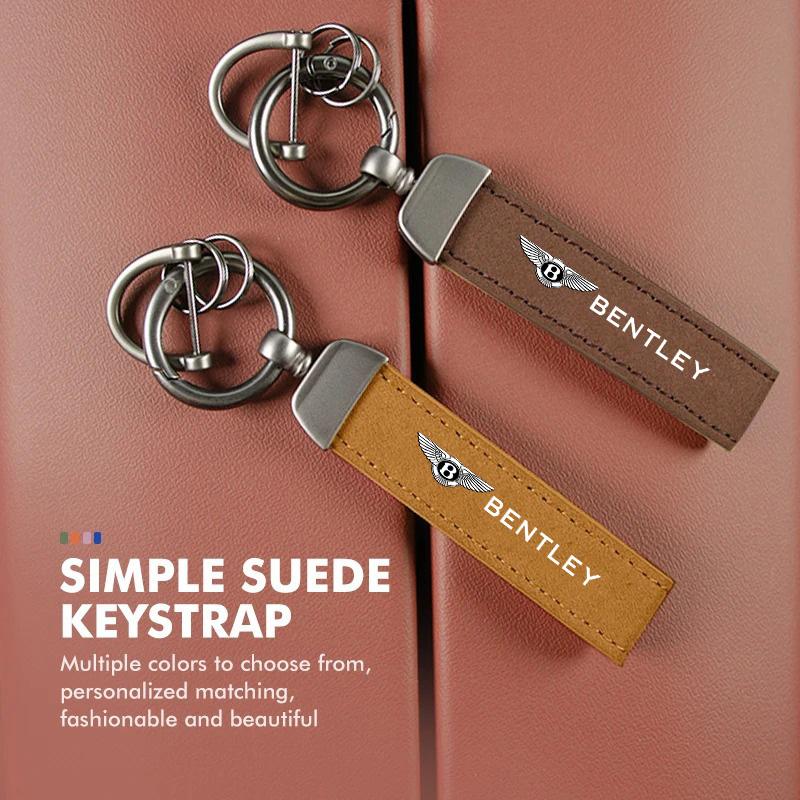 Suede Car Keychain Keyring Luxury Key Chains Anti-loss Pendant For Bentley Continental GT MULLINER Bentayga Flying Hurtling Spur