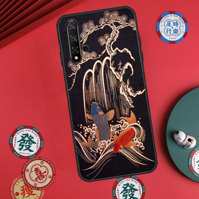 Chinese Koi Fishes For Huawei Nova Y60 Y70 Y90 Y72 Y73 Y61 Y91 7i 8i 11i 12i 12s 9 10 SE P20 P30 P40 Lite Case