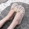 Summer sandals women's single shoes soft sole breathable lace shallow mouth versatile women's shoes comfortable flat bottom casual mother shoes mesh