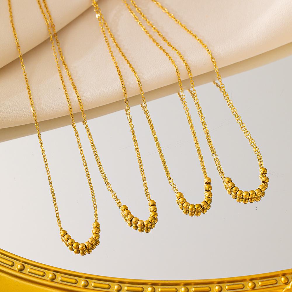 

Элегантное ожерелье из титановой стали с золотыми бусинами для женщин - Ретро, роскошный и универсальный дизайн