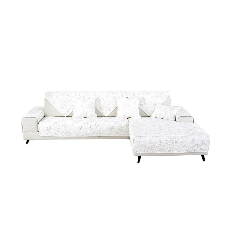 Универсальная хлопковая стеганая диванная подушка с вышитыми розами на все времена года — фото 5