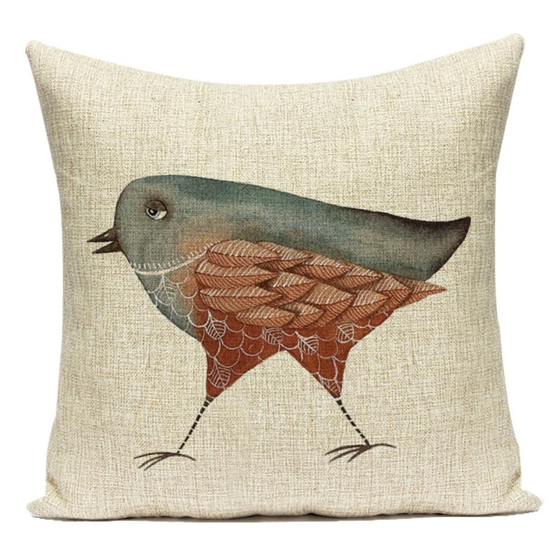Country Style Cushions Cover Bird Feather Throw Pillow Case Home Decorative Sofa Bed Car Polyester Pillow Cover