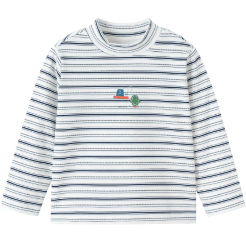 Balabala Boys' Winter Striped Long Sleeve Tee