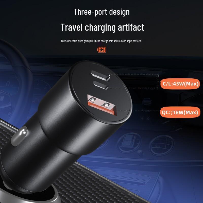 A+C/L63W Triple-Port Autoladegerät für Huawei SuperCharge & Apple Reverse Charging