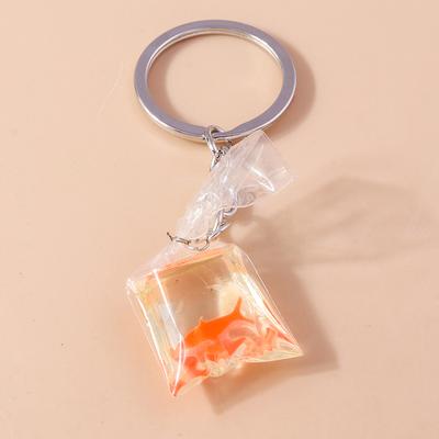 Cute Imitation Water Bag of Goldfish Keychain Creative Animal Key Ring for Men Women Handbag Pendants Decor DIY Jewelry Gifts