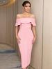 Lace Solid Color One-Shoulder Bandage Evening Dress - Women's Fashion