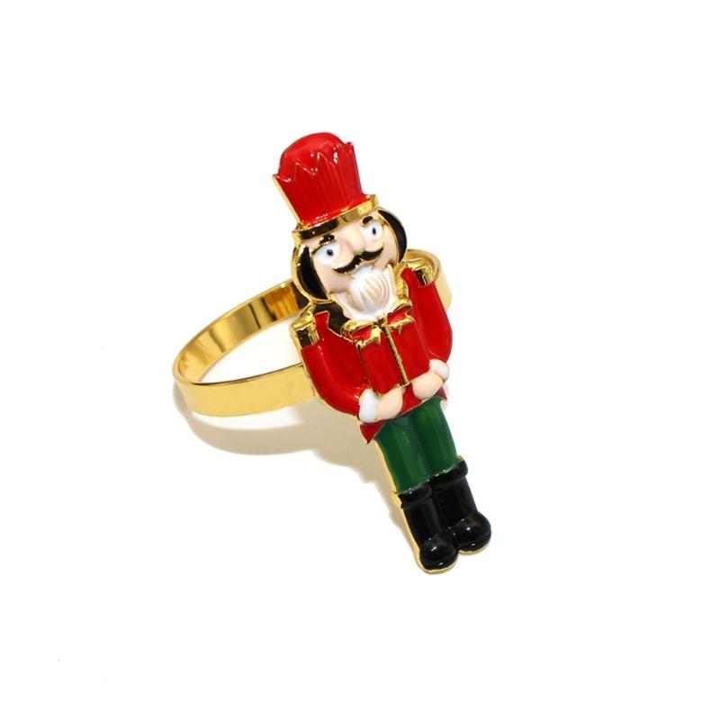 Elegant Holiday Dinner Napkin Rings Nutcrackers Design Alloy Metal Christmas Decors Elegant Alloy Napkin Holders