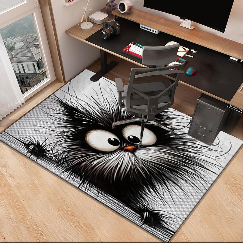 Black Cat In Sunflower Town Office Rug Chair Mat, Game Carpet, Suitable for Front Door, Bedroom, Living Room, Desk, Holiday Gift