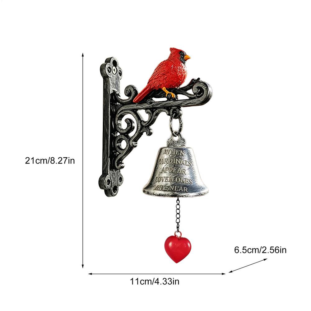Cast Iron Door Bell Wall Mounted Retro Decoration Red Cardinal Bird Entry Door Bell For Front Door Porch Entryway Balcony Garden