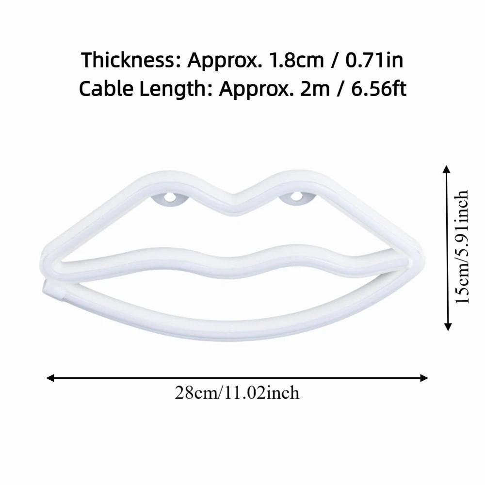 USB or Battery Powered LED Neon Sign Lip Shaped LED Light Romantic Neon Wall Sign  Home Decoration