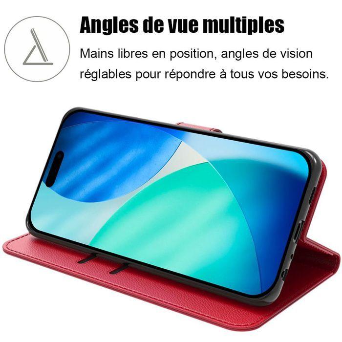 Coque pour iPhone 17 - BOOLING - Rabat Anti-Rayures Antichoc Synthécuir - Rouge - 2 Verres Trempés