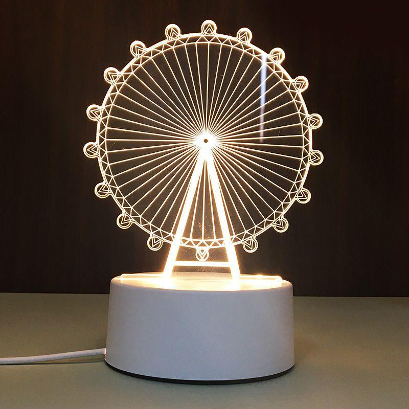 USB-Schreibtischlampe mit 3D-Effekt, Acrylplatte und LED-Beleuchtung für festliche Dekoration