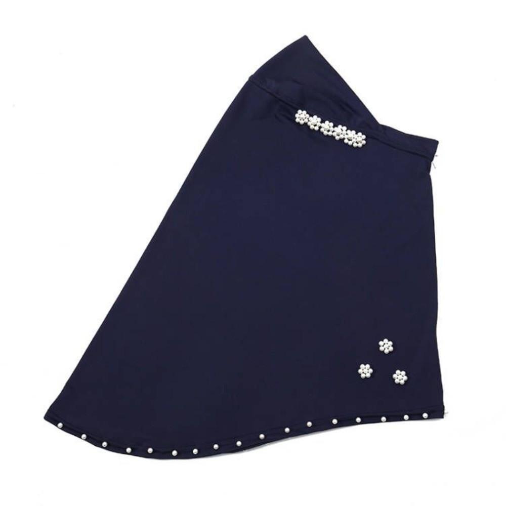 Breathable Imitation Pearl Beads Bonnet Hijab Easy Wear Solid Color Instant Stretch Head Scarf Pearl Flower Comfortable