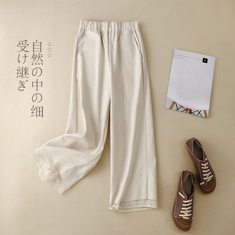 

Eugen пряжа сращивание хлопка и льна девять точек повседневные брюки женские летние новые драпированные эластичные талии легкие дышащие широкие брюки 3XL абрикосовый