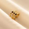 Balck Enamel Gold Plated Heart Fire Evil Eye Stainless Steel Ring Vintage Finger Jewelry Sun Moon Star Rings For Women Men Bague