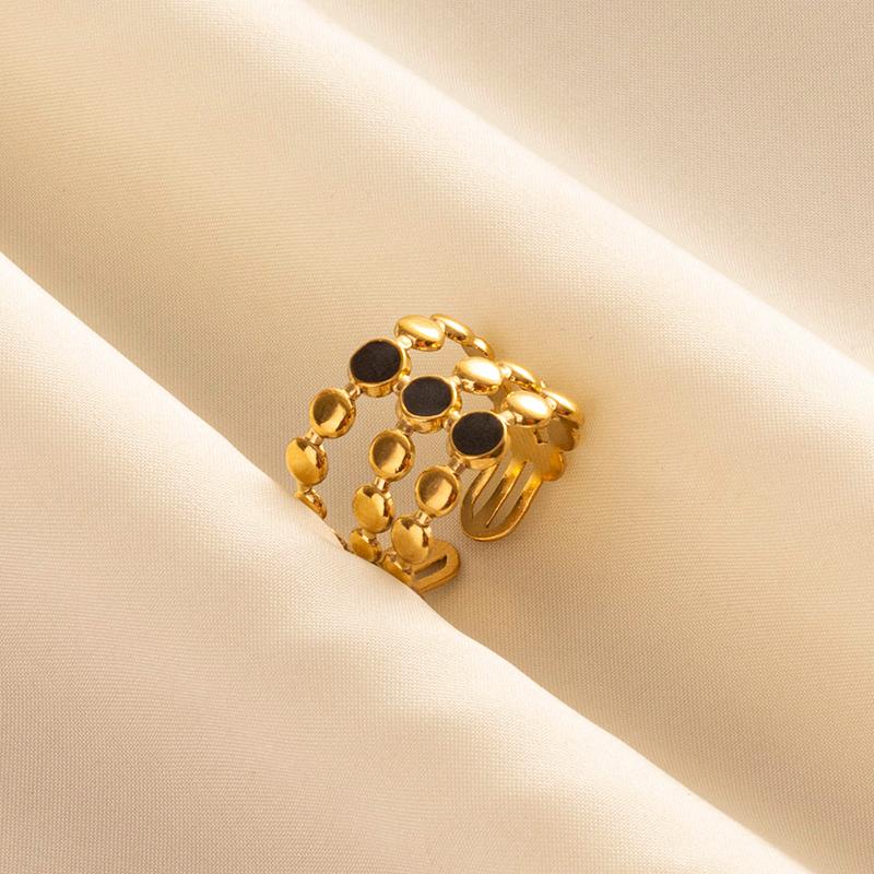 Balck Enamel Gold Plated Heart Fire Evil Eye Stainless Steel Ring Vintage Finger Jewelry Sun Moon Star Rings For Women Men Bague