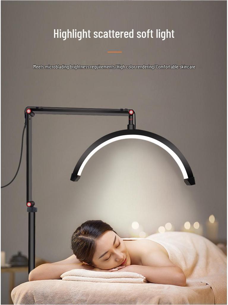 16" Half-Moon Beauty Light 20W with Articulated Arm for Nails, Microblading, Eyebrows, Eyelashes, Extensions, and U-Shaped Light