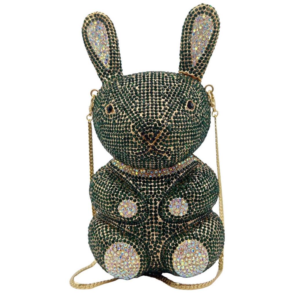 Rhinestone Rabbit Evening Clutch - Elegant Crystal Bag for Parties & Banquets