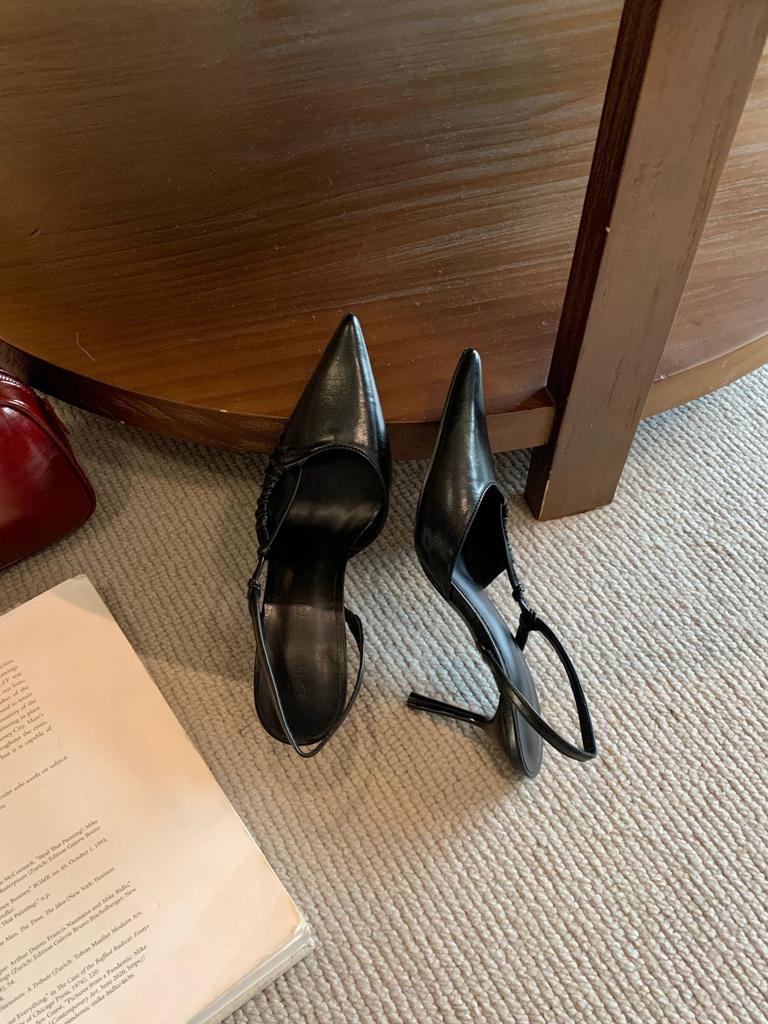 Women's Pointed Toe Thin Heel Ruffled French Style Elegant Unique Design Sandals - Perfect for Daily Wear