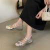 Inner height-increasing women's shoes 2025 new summer Mary Jane French silver gentle wind with skirt single shoes women's evening shoes