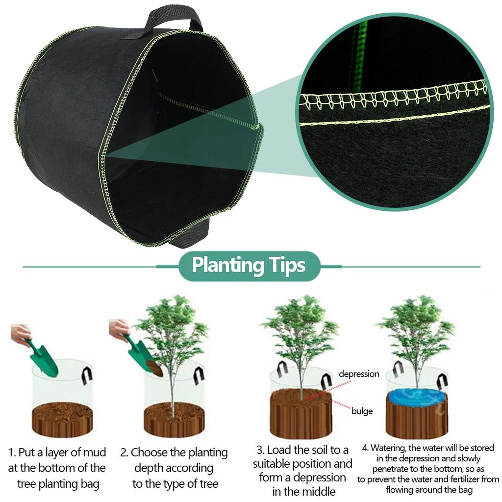 1PC Fabric Plant Pots Grow Bags 10 Gallon Gardening Vegetable Tomato Strawberry Growing Planter Containers with Sturdy Handles