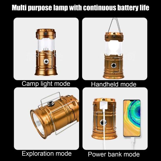 Solar Camping Lantern Lightweight Waterproof USB Rechargeable LED Light Ultra Bright Outdoor Hiking Tent Hanging Emergency Lamp