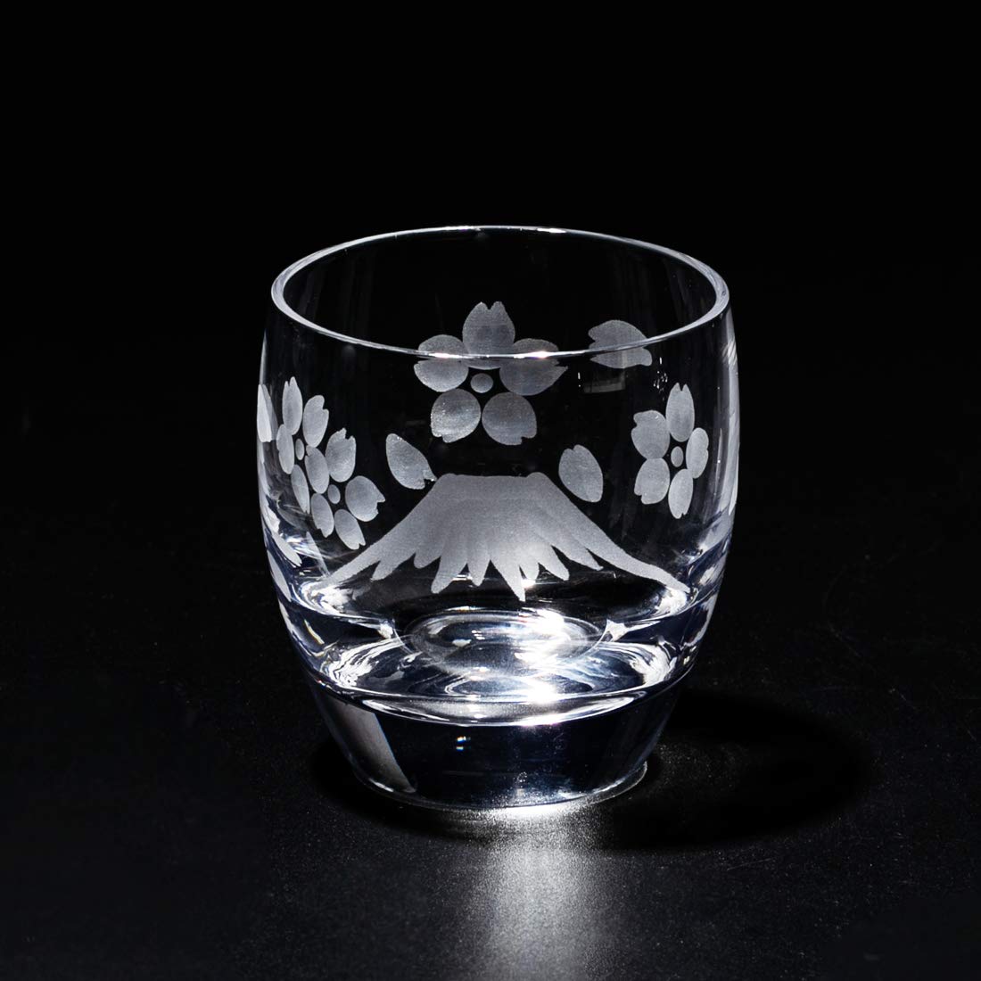 

[Official Taiburo Studio] Edo Kiriko Mt. Fuji and Cherry Blossom Chilled Sake Glass TB0050-33, Paper Boxed, Made in Japan
