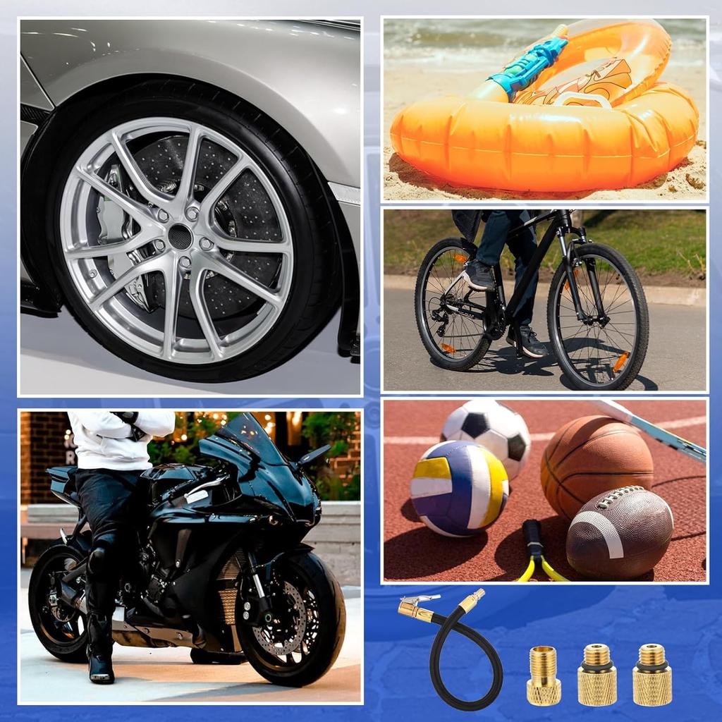 12'' Tire Inflator Hose, Tire Inflator Adapter with Presta Valve, Hose Connector for Air Compressor, High-Pressure Tube Car Motorcycle Maintenance