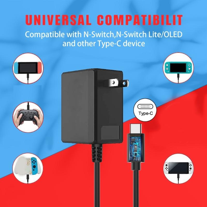 Charging Adapter AC100-240V Power Supply Adapter Equipped with 1.5m Long USB Type C Cable Cord