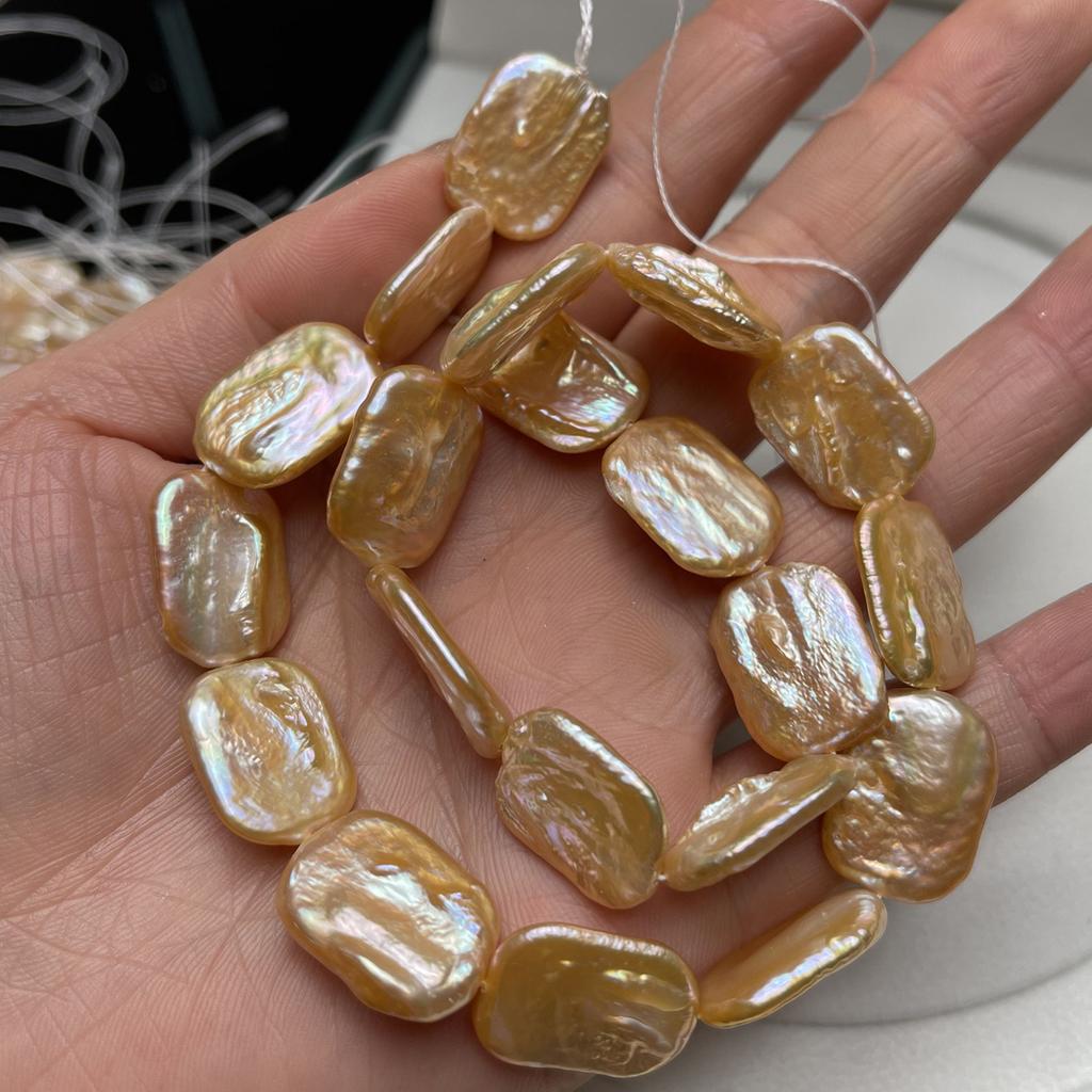 1String, Boho Women Pink Irregular Rectangular Artificial Pearl Beads 1.5×2cm, DIY Jewelry Making Kit, Perfect Gift for Wedding, Mother's Day 36cm