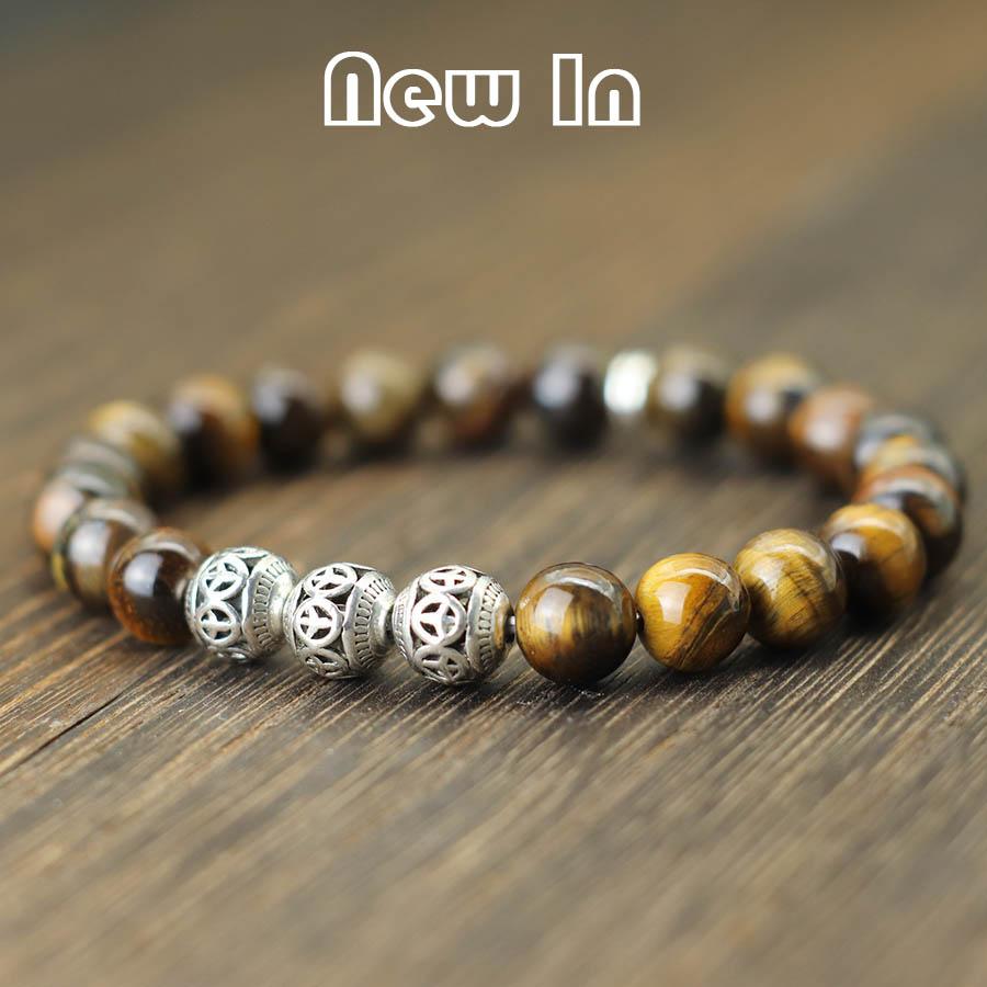 Noter New In Mens Bracelet Classic Peace Sign Beaded Braslet Natural 8mm Lapis Lazuli Lava Stone Braclet Leisure Accessories