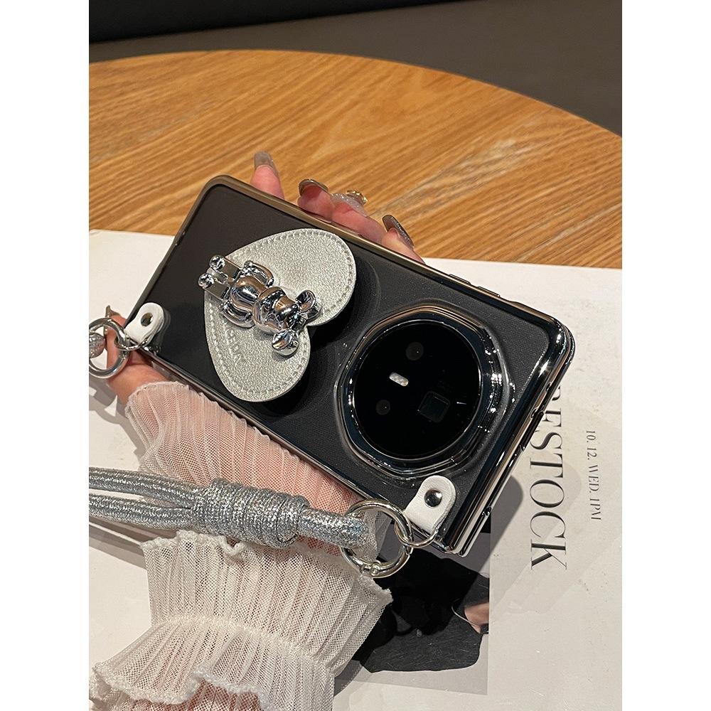 Bear love bracket is suitable for Honor magicv1 mobile phone case messenger lanyard magicvs1 folding screen electroplating transparent protective 