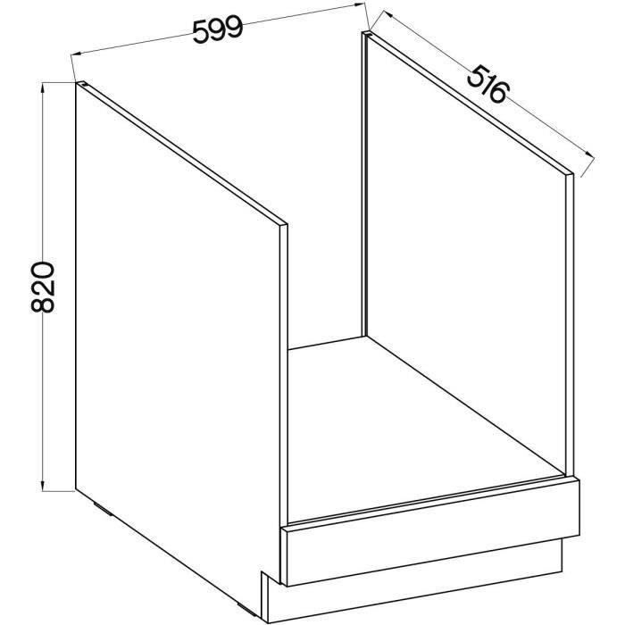 Meuble bas pour four encastrable avec plan de travail - Décor chêne sonoma - L 60 x P 51,6 x H 85 cm - LASSEN