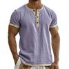 Men's Breathable Solid Color Pleated T-shirt Men's Casual Contrast Color Short Sleeve T-shirt