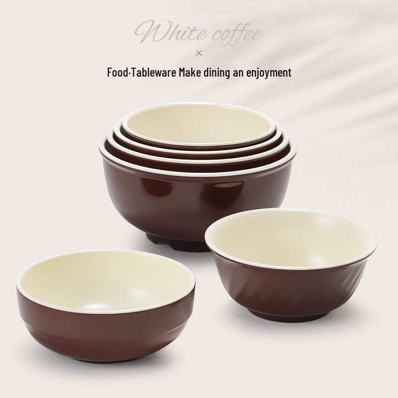 Melamine White Noodle Bowl, Imitation Porcelain, Large Plastic Soup/Rice Bowl for Commercial Use.
