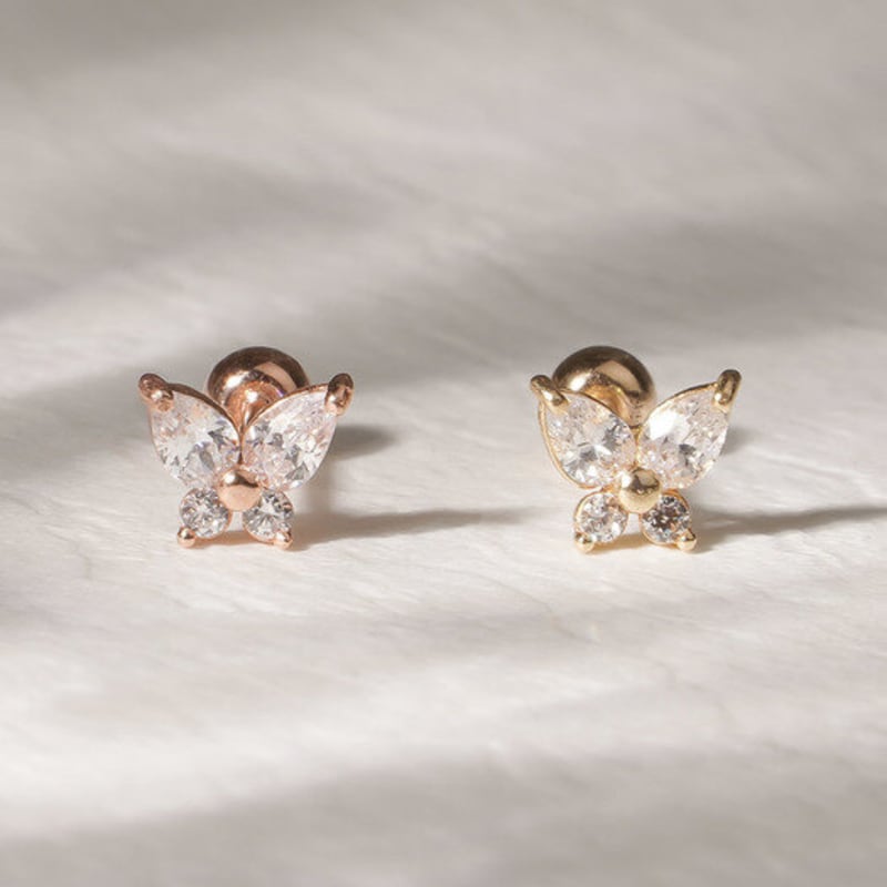 JEWNEL 14K Mini Bold Butterfly Piercing Earrings
