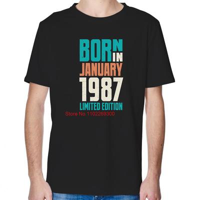 Geburtstagsgeschenk Für Wer Januar Geboren 1987 Grafik T-Shirts Unisex T-Shirts Oberteile Sommer Baumwolle Kurzarm T-Shirts Druck T-Shirt
